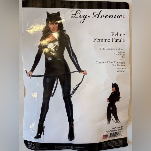 Feline Cat Femme Fatal black 3-pc women’s Halloween costume size large - Picture 10 of 10